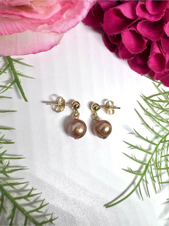 Saval Jewelry Jewelry - NEW⚜️Freshwater Champagne Pearl Dangly Earrings